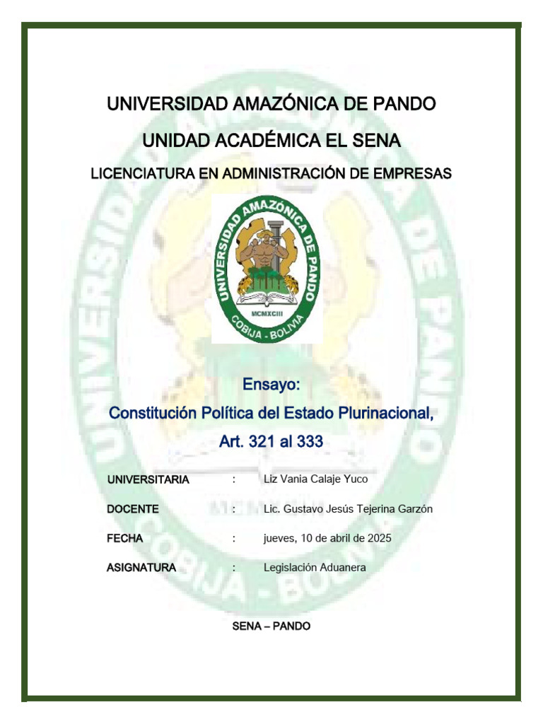 Liz Vania - Ensayo Constitucion Art 321 Al 333 | PDF | Deuda | Estado ...