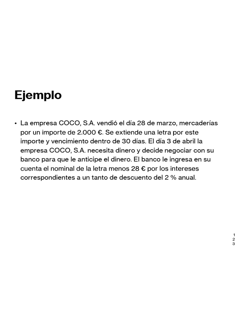 Ejercicios de Descuento de Letras Comerciales | PDF | Sector privado ...
