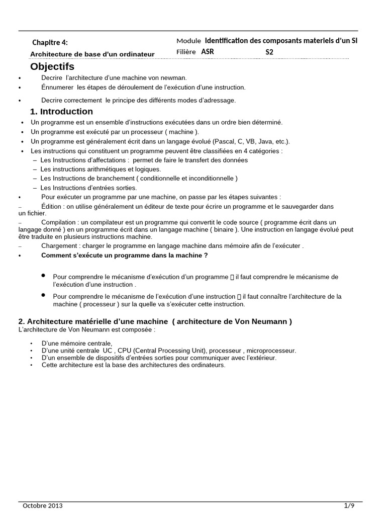 Architecture et exécution des instructions | PDF | Programme ...