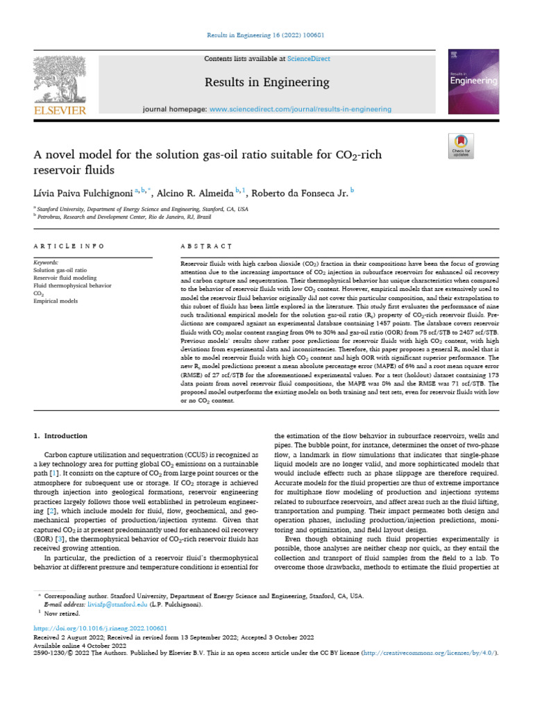 A Novel Model For The Solution Gas Oil Ratio Suitable Fo 2022 Results ...