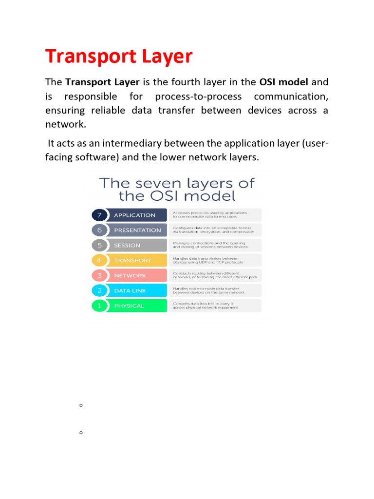 Understanding Transport Layer Functions | PDF | Transmission Control ...