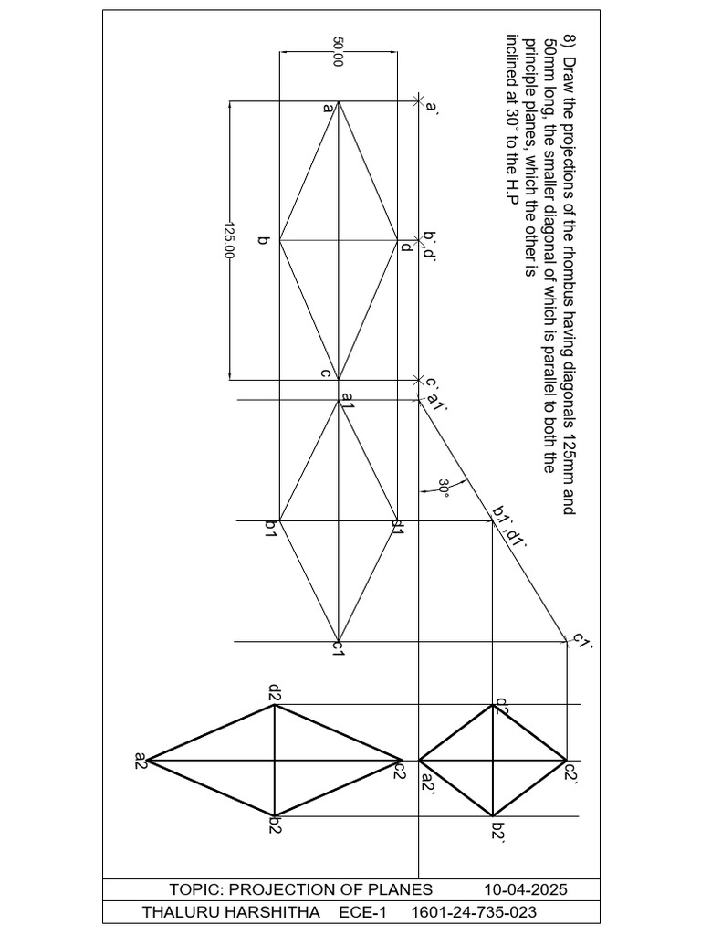 Rhombus Projections with Diagonal Angles | PDF