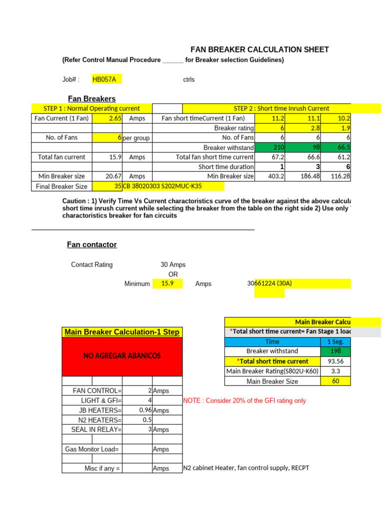 HB057A - CB Calculation Con Main Breaker | PDF | Electronic Engineering ...