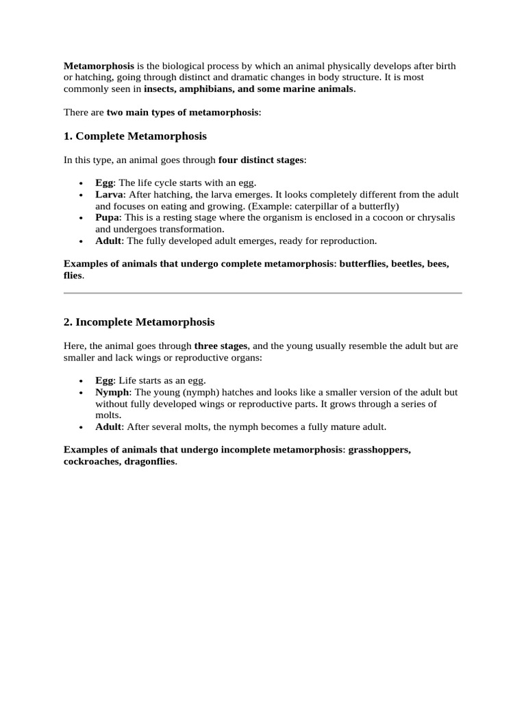 Understanding Metamorphosis Types | PDF