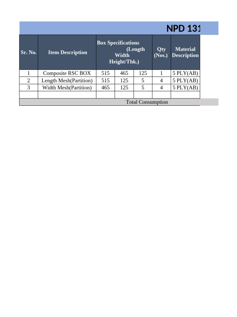 NPD 1318 (Id602367) Costing | PDF