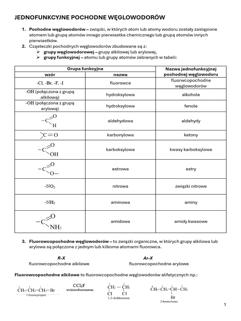 2.jednofunkcyjne Pochodne Węglowodorów | PDF