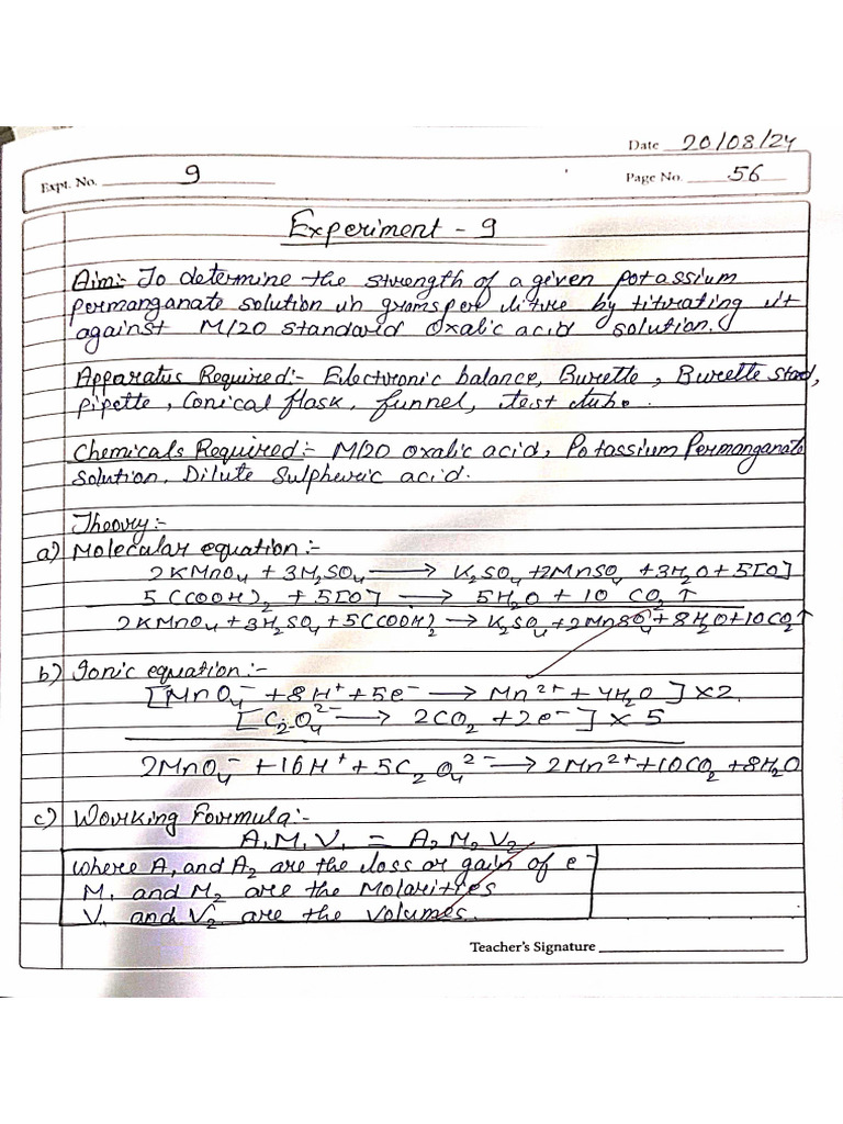 Chemistry Experiment 9 | PDF