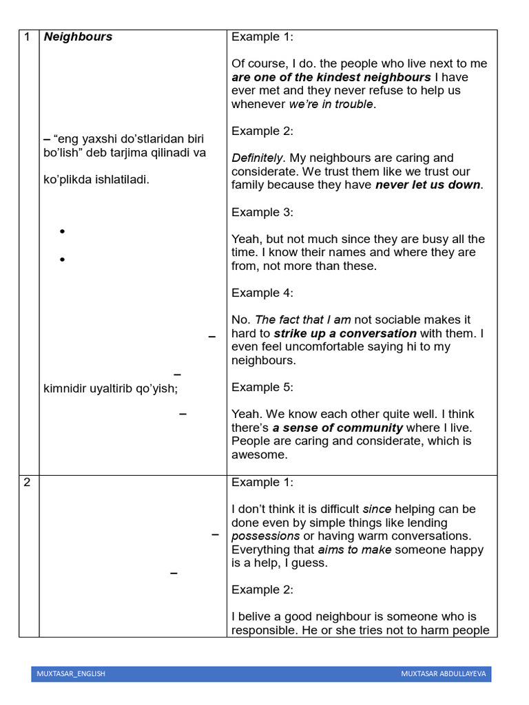 Lesson 5 Neighbours | PDF