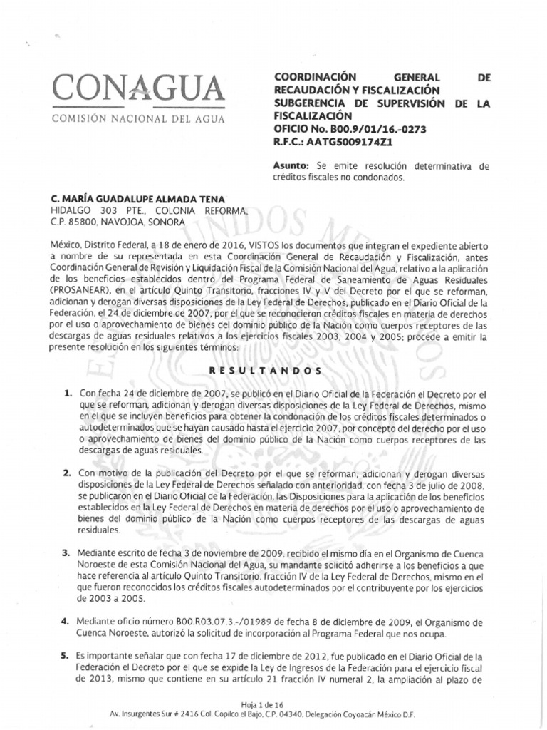 Resolución Conagua | PDF