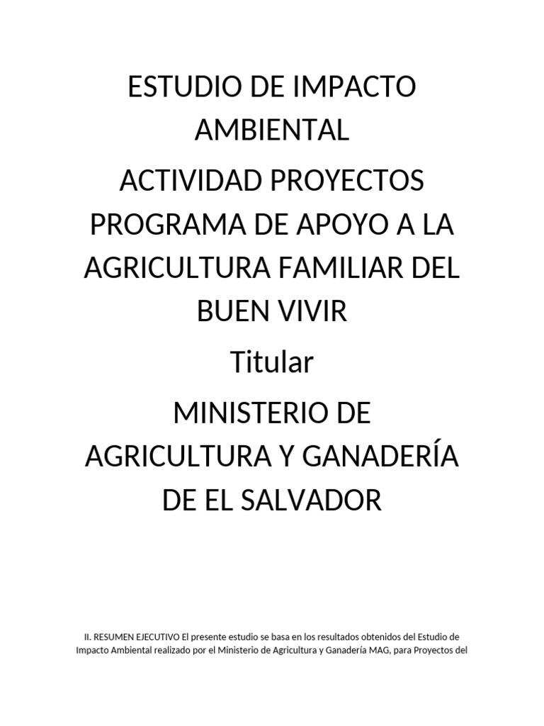 Estudio de Impacto Ambiental en El Salvador | PDF | Evaluación de ...