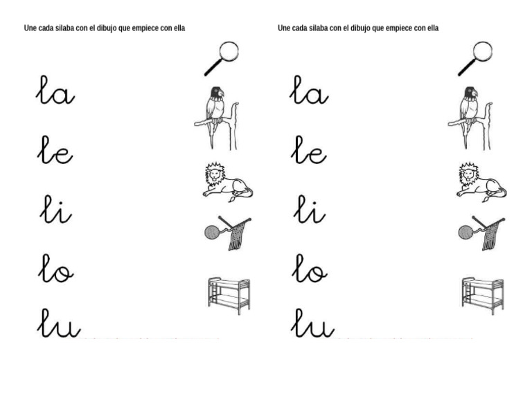 Une Cada Silaba Con El Dibujo Que Empiece Con Ella | PDF