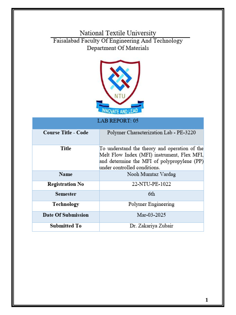 MFI Testing of Polypropylene Using Flex | PDF | Extrusion | Applied And ...