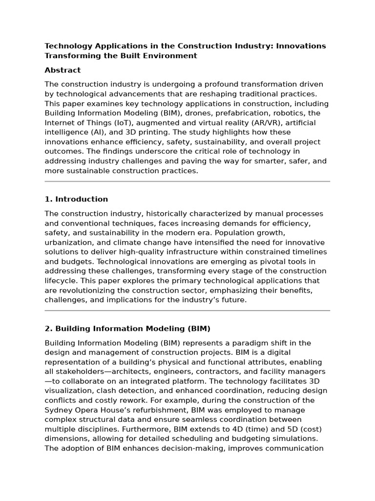 Technology Applications in The Construction | PDF | Augmented Reality ...