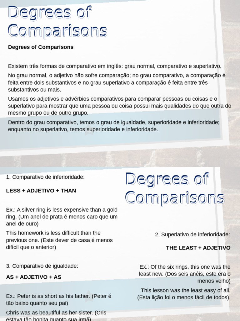 Graus Comparativos em Inglês | PDF | Adjetivo | Morfologia linguística