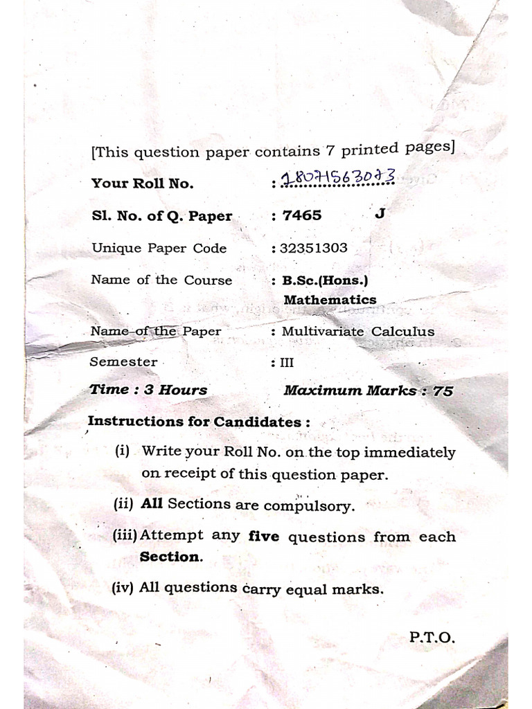 Multivariate Calculus Paper | PDF