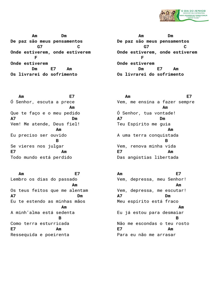 Letras de Canções Religiosas e Oração | PDF | Eucaristia | Oração do Senhor