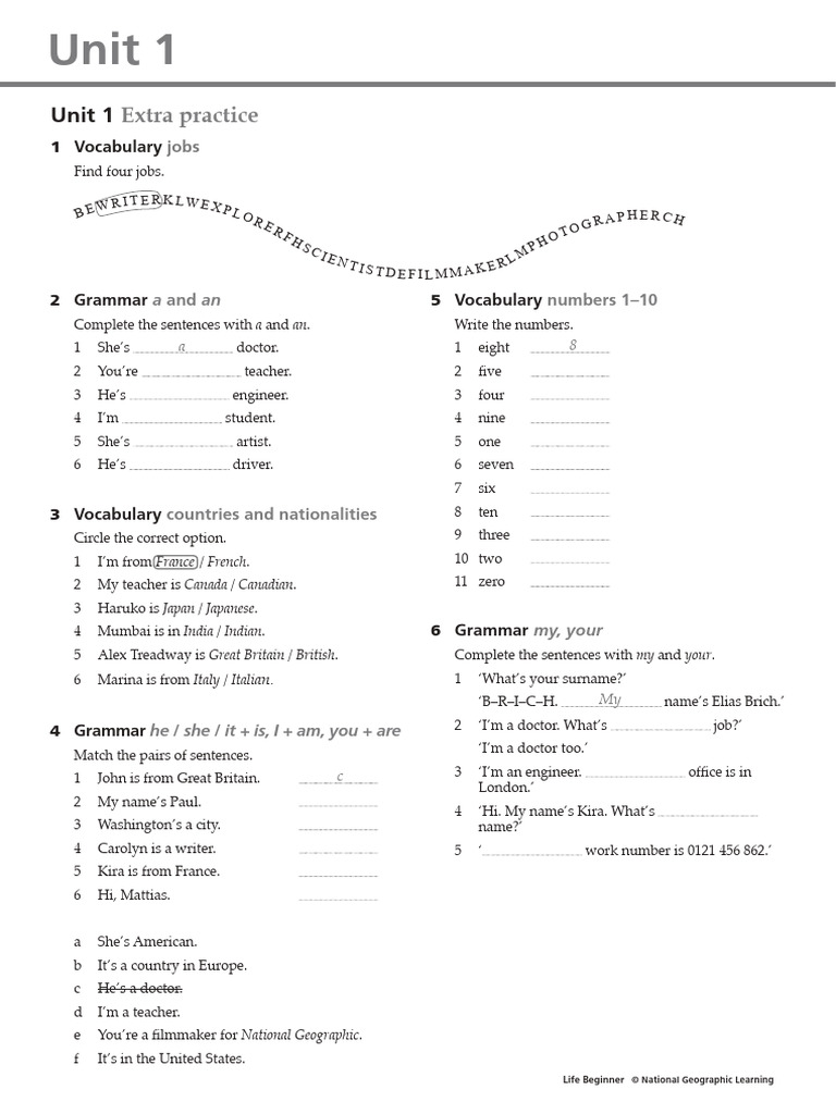 English Exercises For Beginners, National Geographic Learning | PDF ...