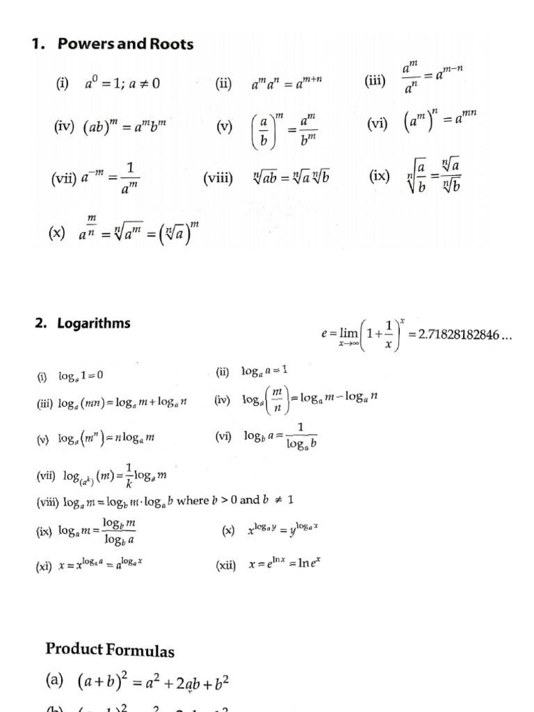 Basic Formula List | PDF