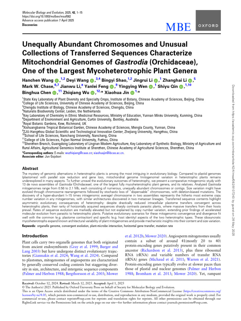 Wang 22025 | PDF | Mitochondrial Dna | Evolution