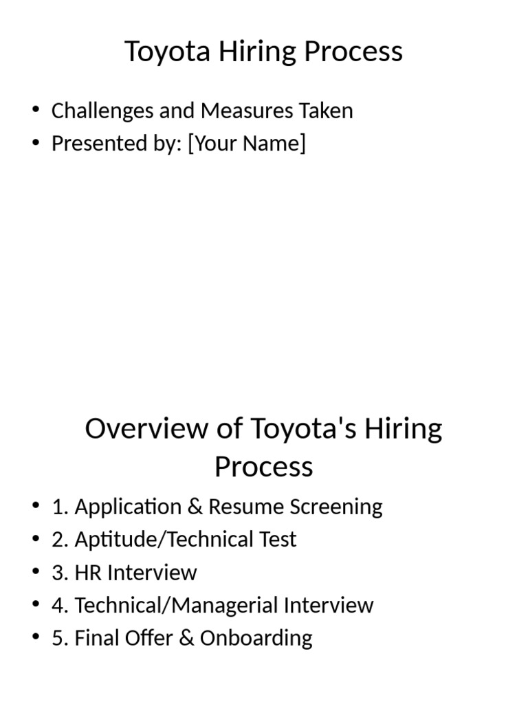 Toyota Hiring Process Presentation | PDF