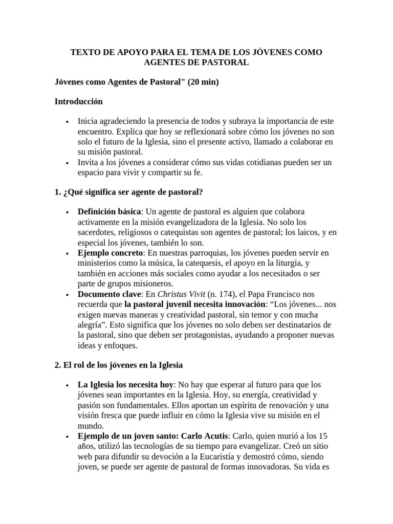 Jóvenes como Agentes de Pastoral Activa | PDF | Iglesia Católica ...