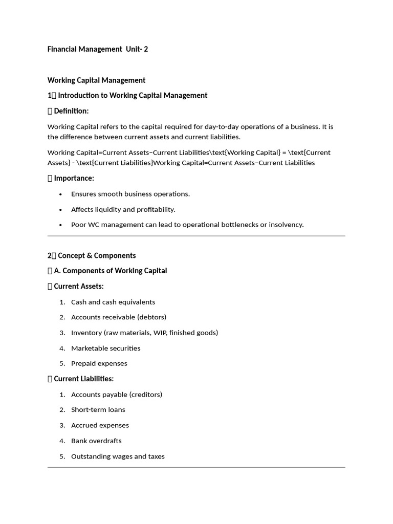 Working Capital Management Explained | PDF | Working Capital ...
