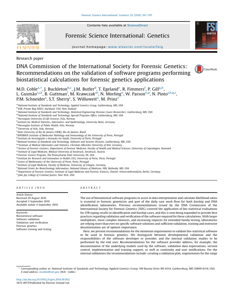 Software Validation in Forensic Genetics | PDF | Dna Profiling | Monte ...
