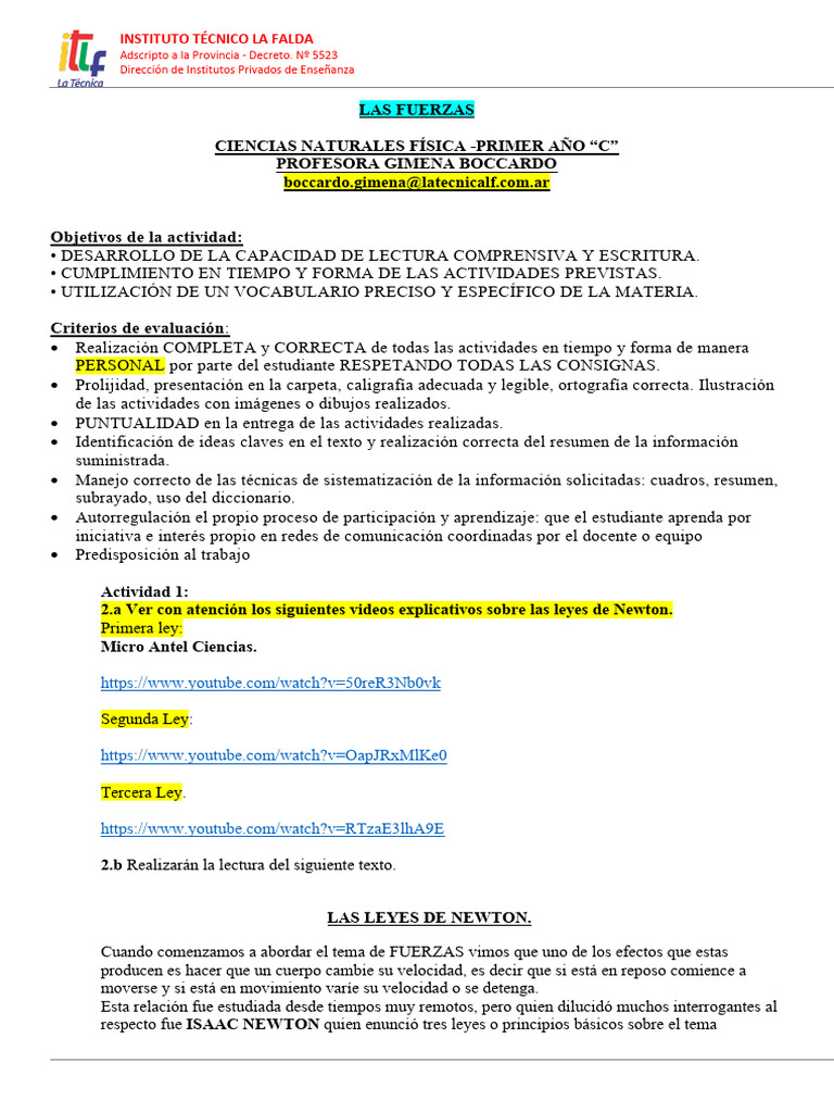 Leyes de Newton en Física Básica | PDF | Fuerza | Las leyes del ...