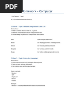 Computer Holiday Homework for Classes 1-5 | PDF | Computers