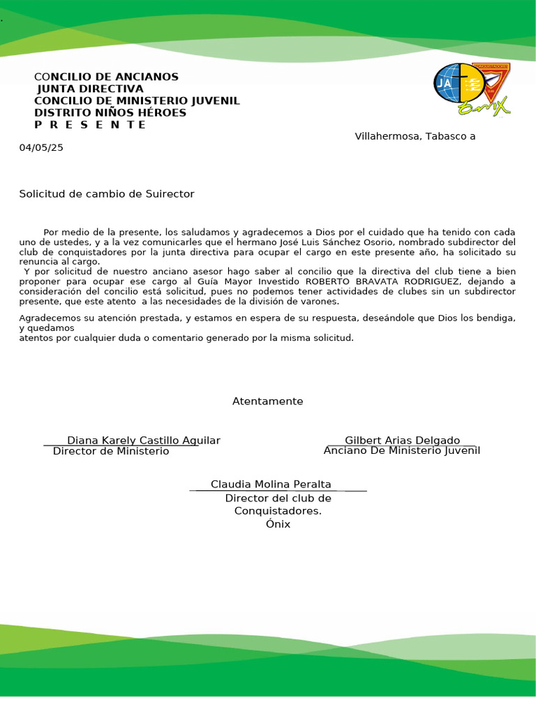 Solicitud de Cambio de Subdirector | PDF