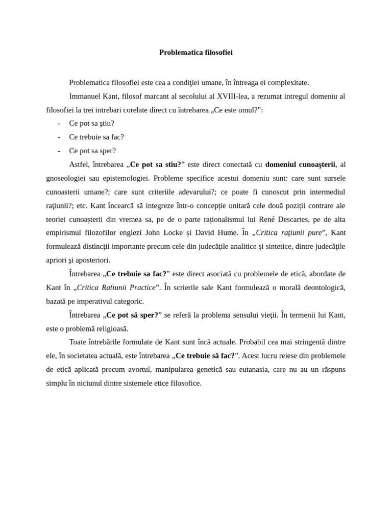 Problematica Filosofiei | PDF