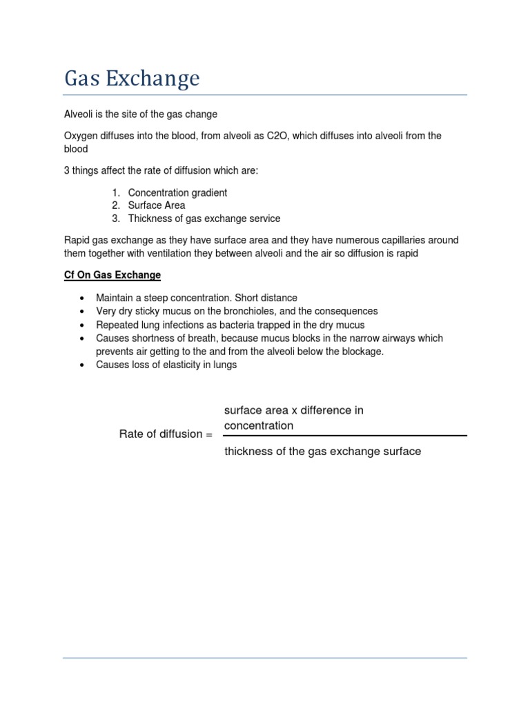 Gas Exchange | PDF | Dna | Rna