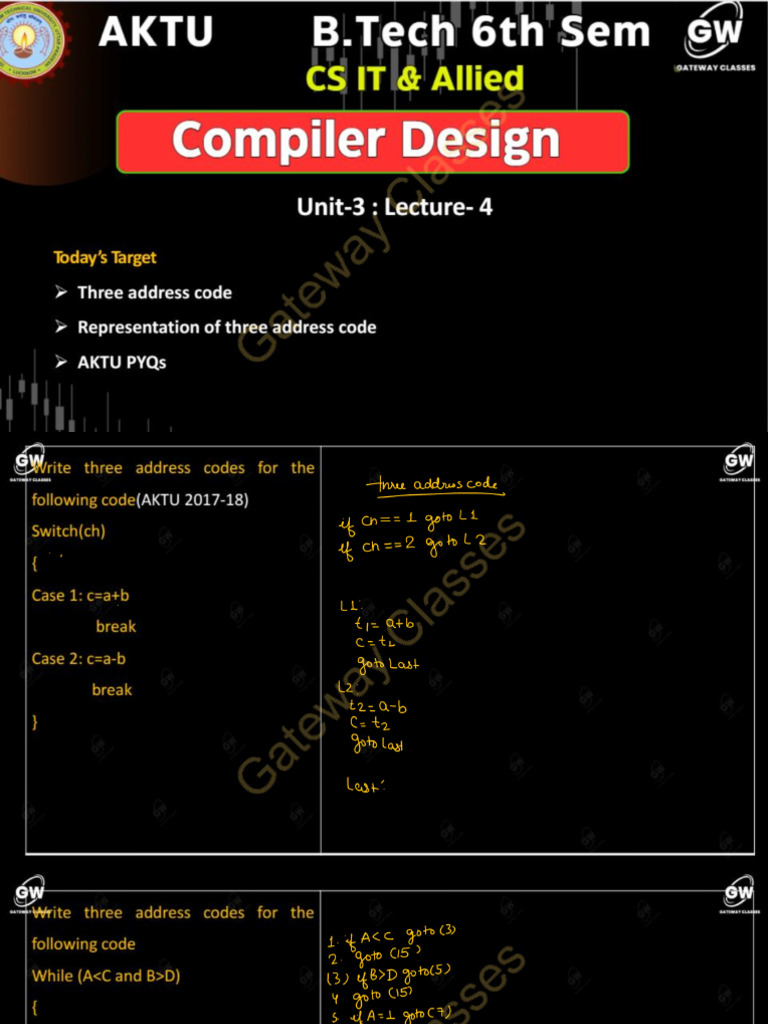 BCS602 Compiler DesignCD U-3 Lec-4 Notes | PDF