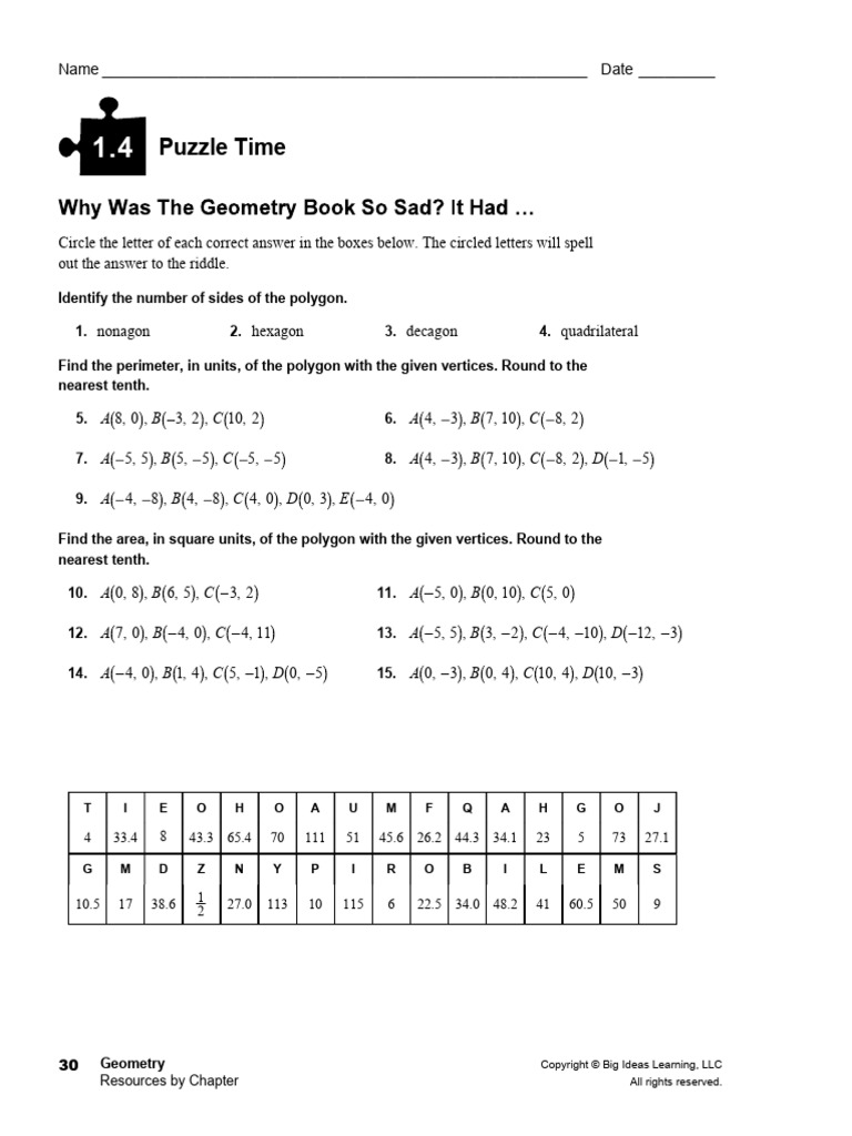 Geometry Puzzle Time Answer Key | PDF