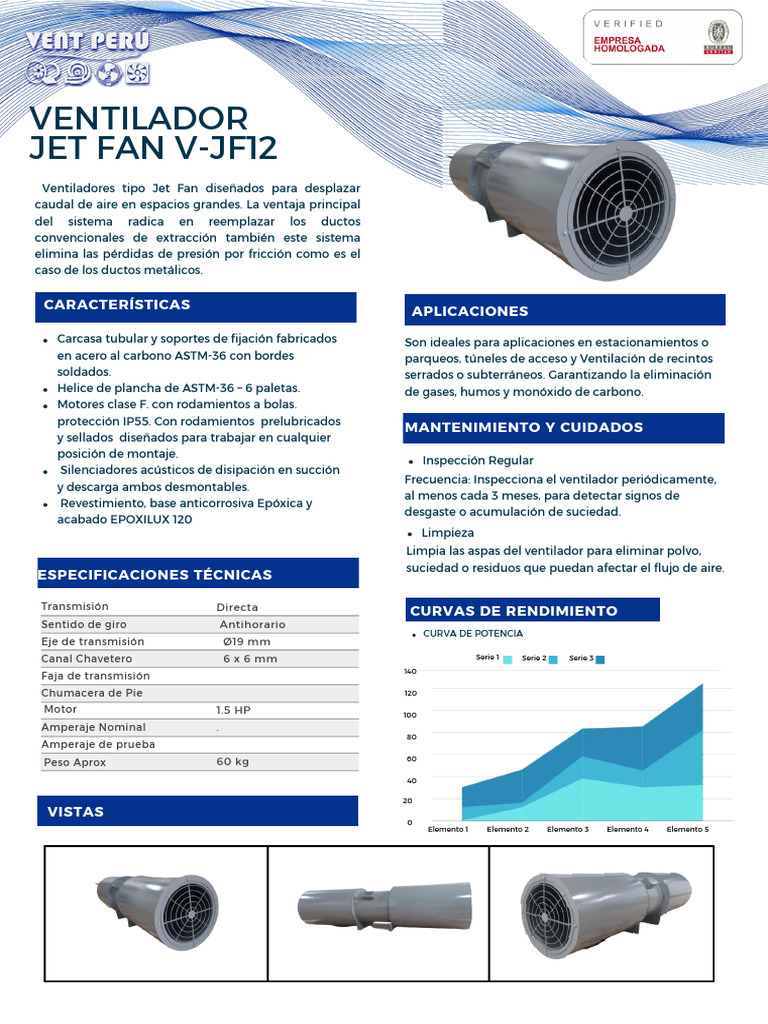Ventilador Jet Fan V-JF12: Especificaciones y Mantenimiento | PDF ...