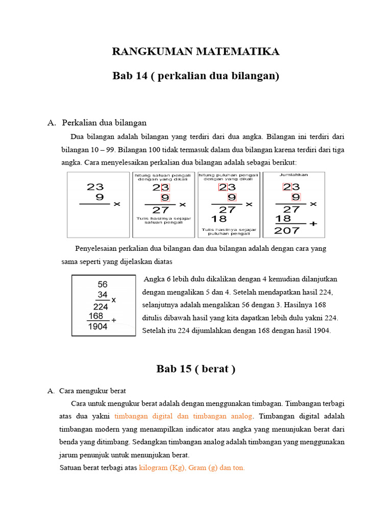Rangkuman Matematika Kelas 3 | PDF