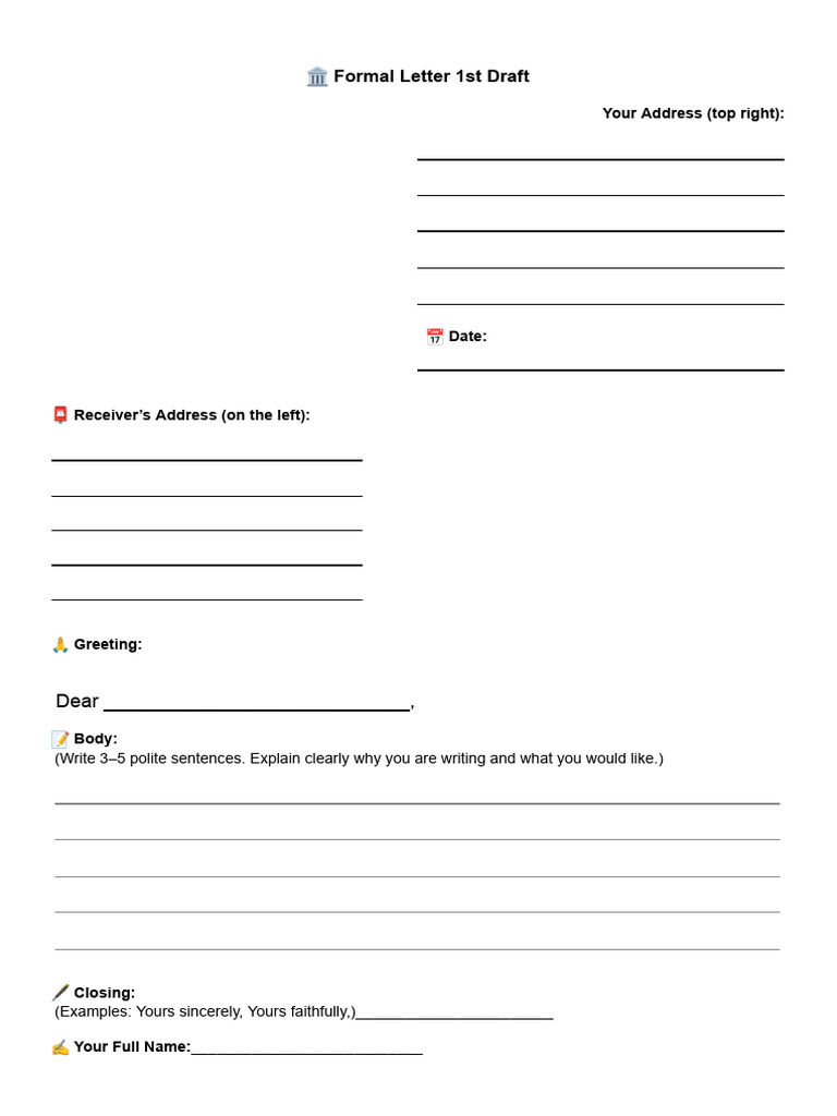 Formal Letter Writing 1st and Final Draft | PDF