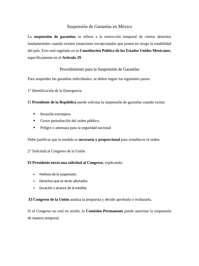 Suspensión de Garantías en México | PDF