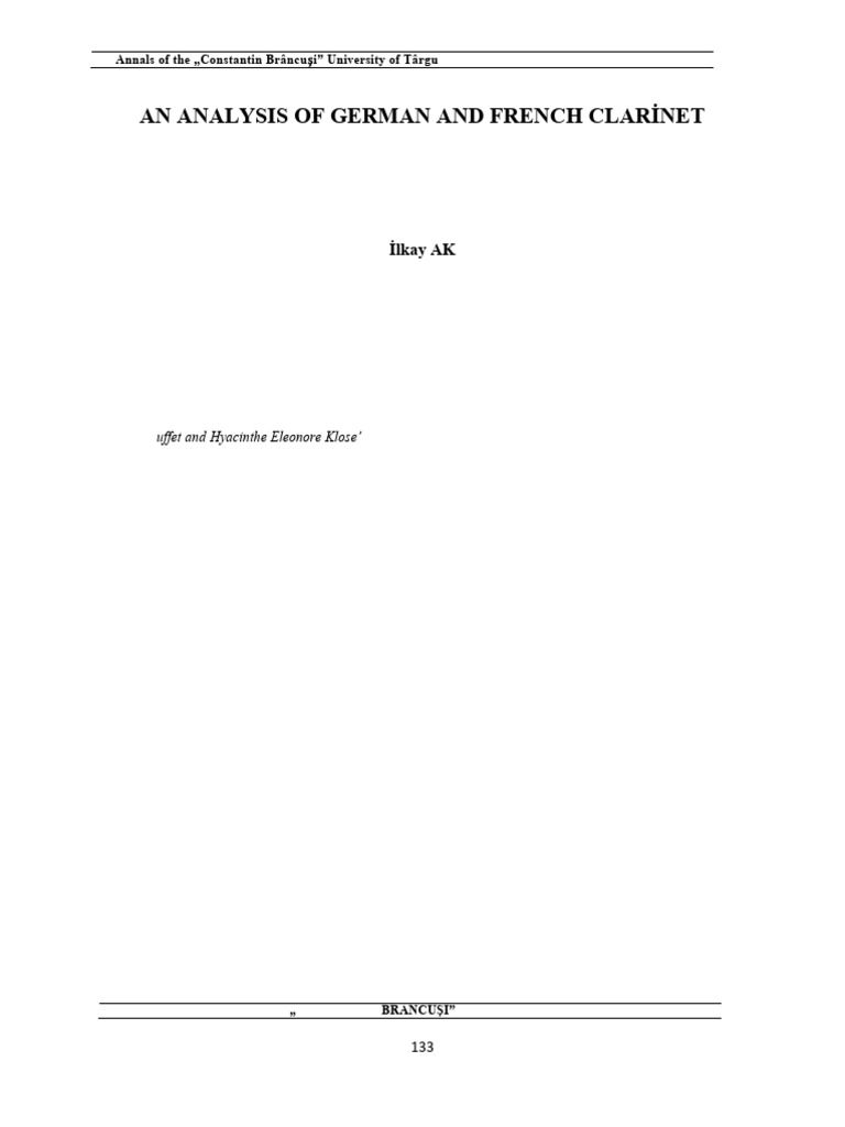 German vs. French Clarinet Systems Analysis | PDF | Clarinet | Musical ...