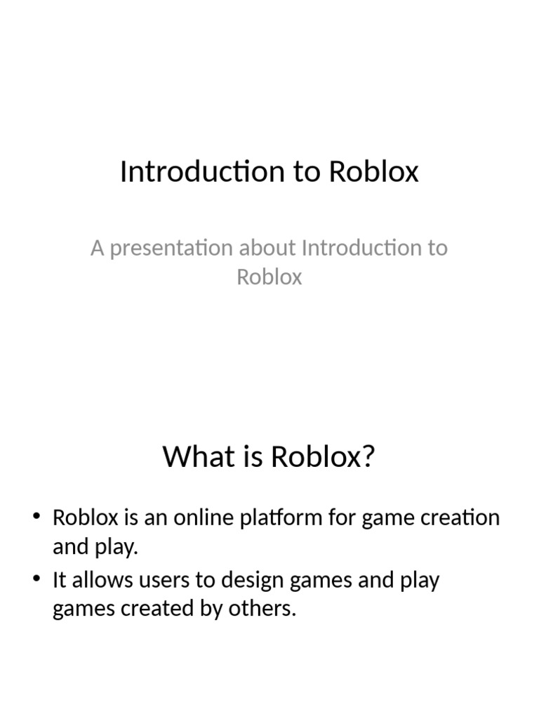 Introduction to Roblox Platform | PDF