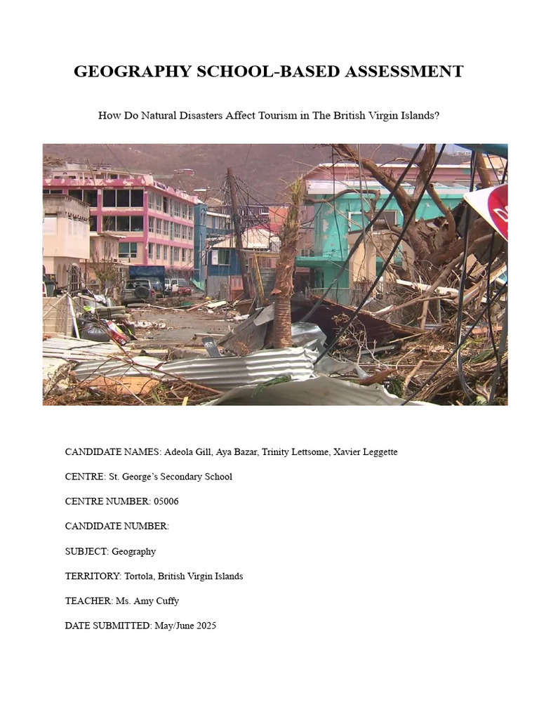 Geography School Based Assessment Pdf British Virgin Islands