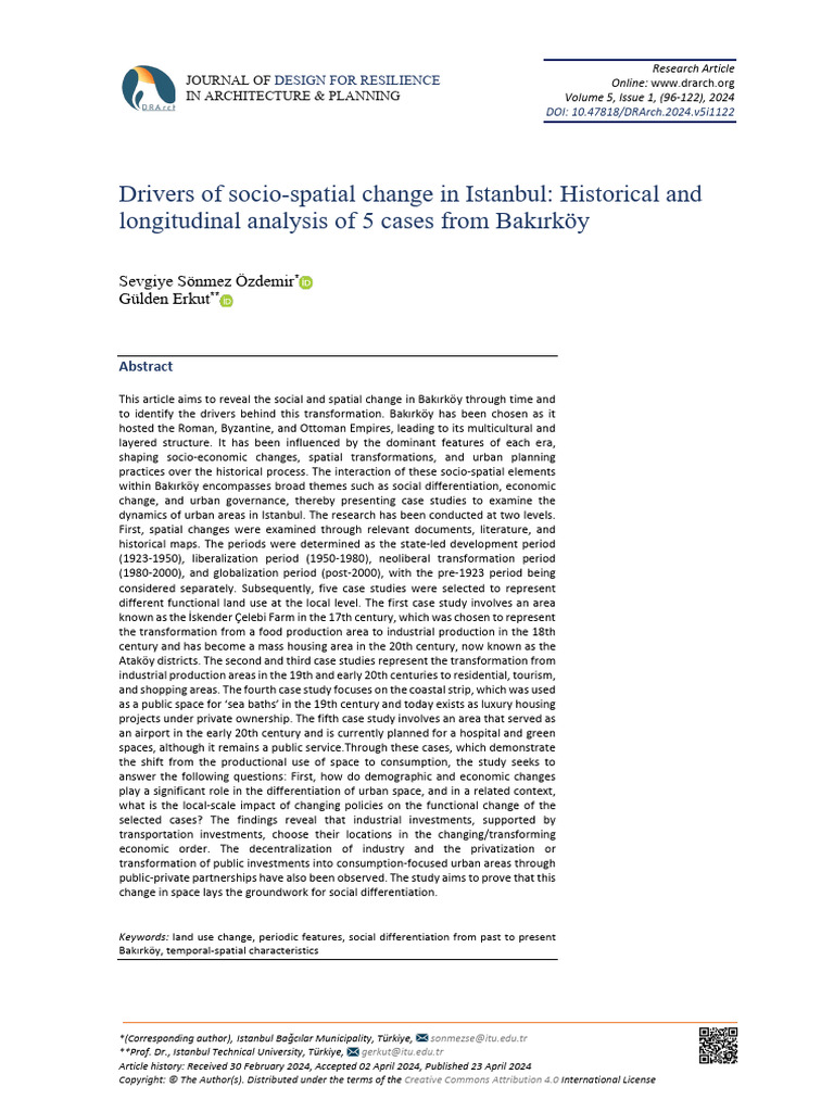 Drivers of Socio-Spatial Change in Istanbul Historical and Longitudinal ...