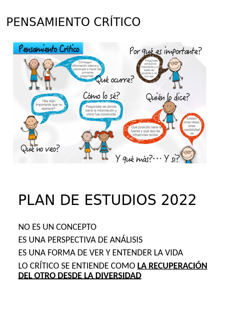 Plan de Estudios de Pensamiento Crítico 2022 | PDF | Pensamiento ...