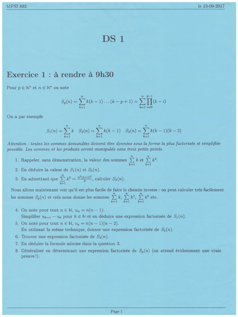 Maths DS 1 | PDF