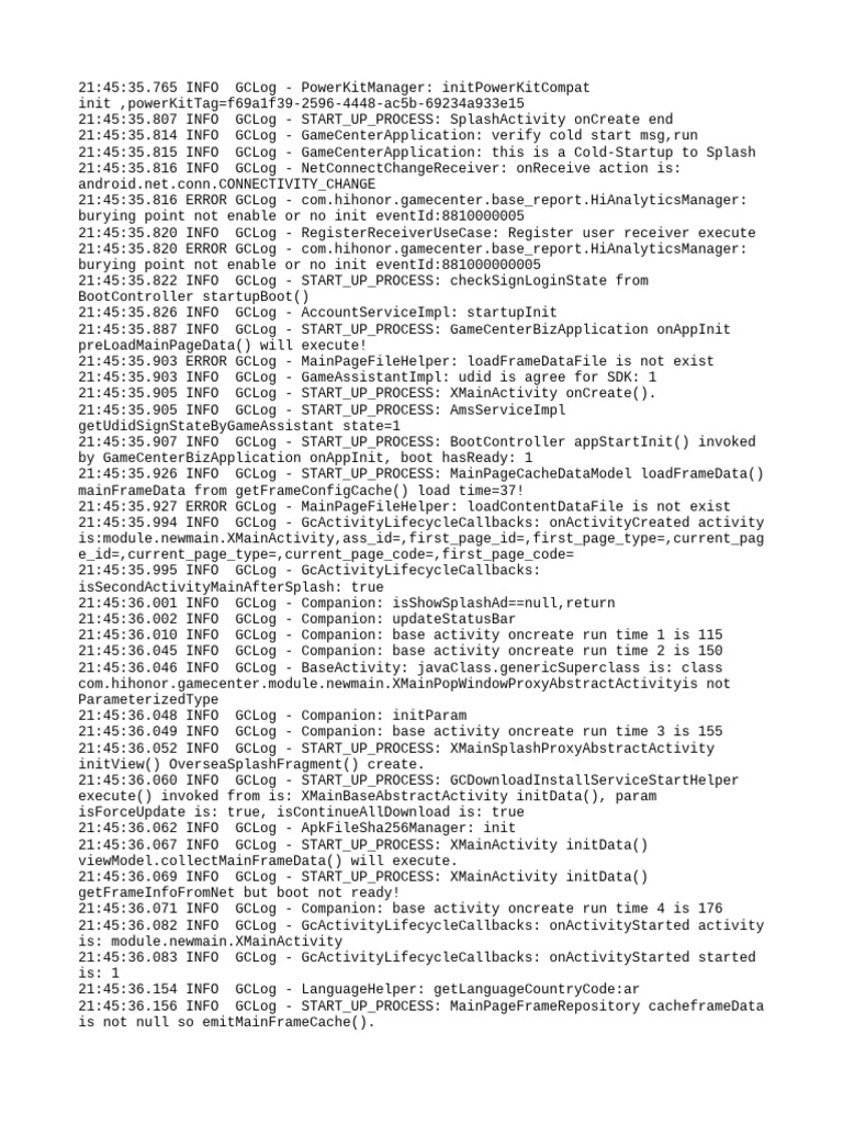 GameCenter Startup Process Logs | PDF | Computing | Computer Science