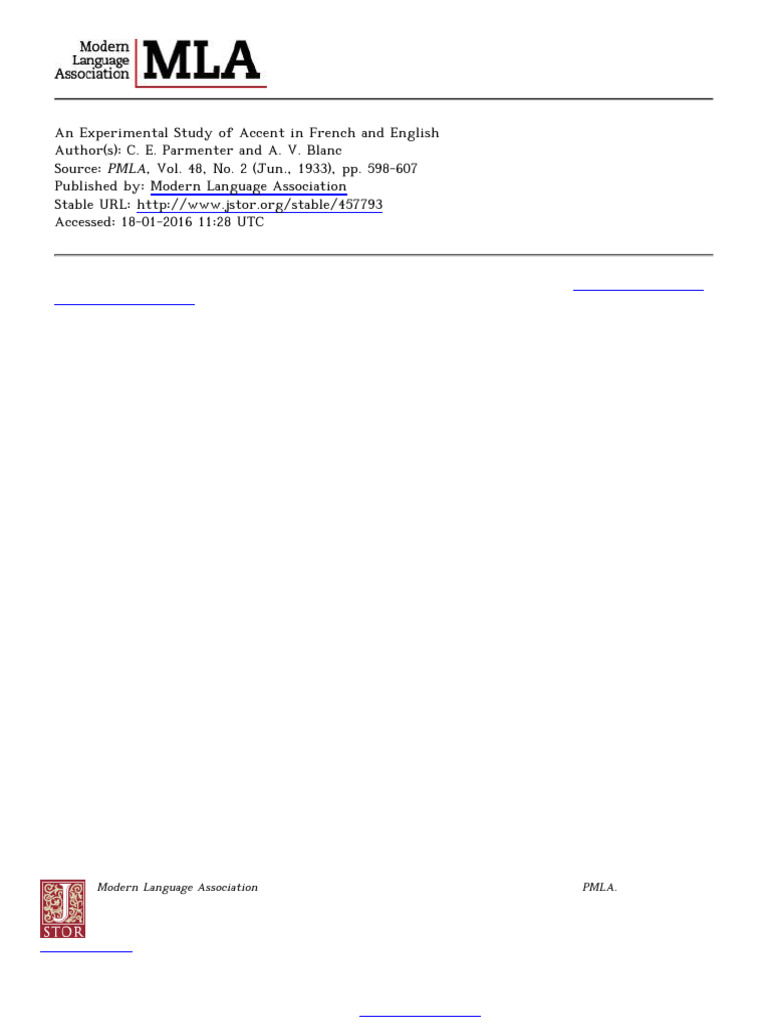 An Experimental Study of Accent in French and English | PDF | Stress ...
