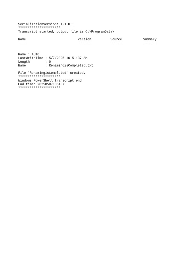 PowerShell Transcript Summary | PDF
