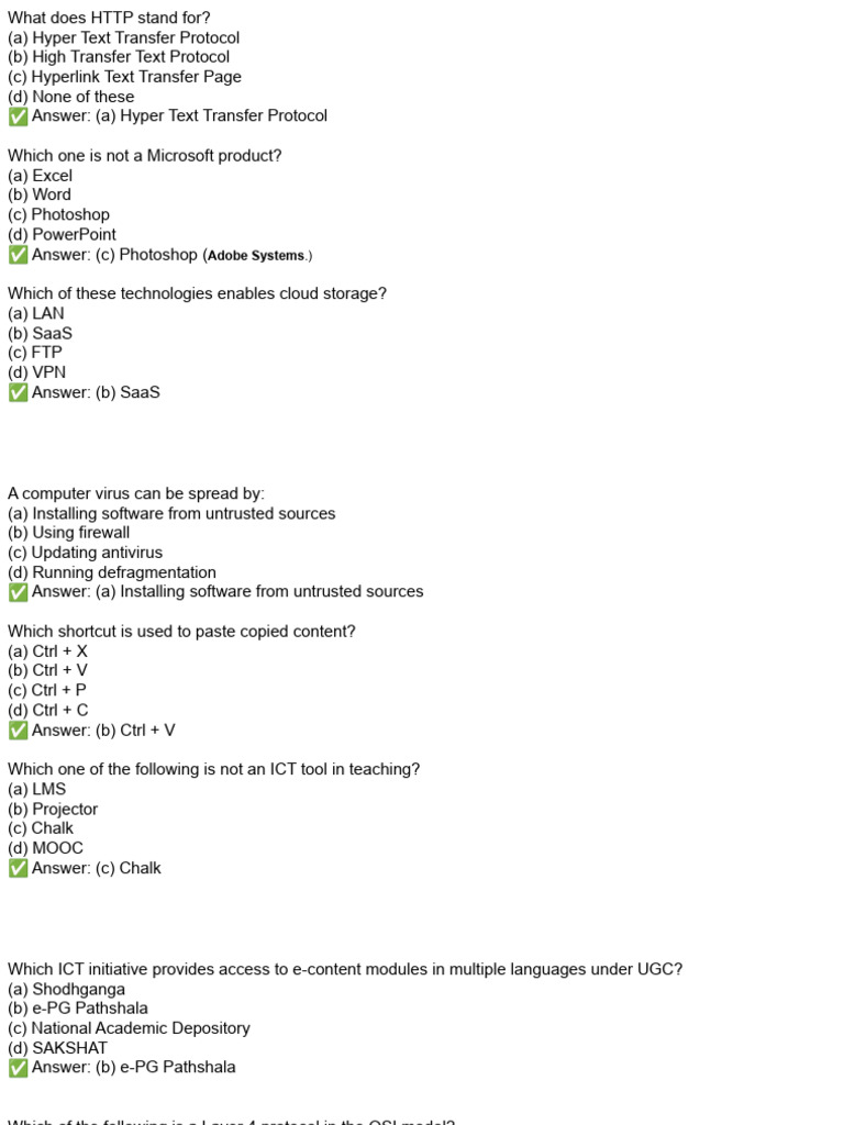 ICT Exam Questions and Answers | PDF | World Wide Web | Internet & Web