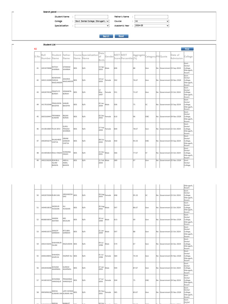 Student Admission List 2024-25 | PDF