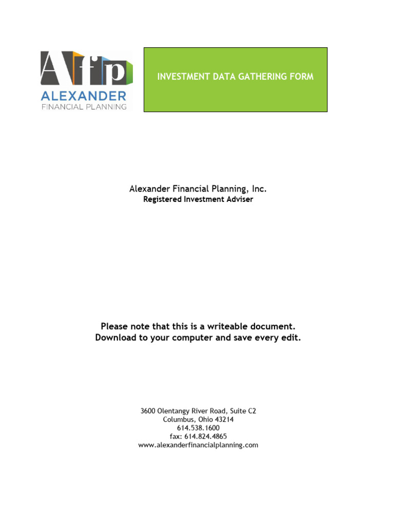 AFP New Client IMO DataGatheringPacket | PDF | Concurrent Estate ...